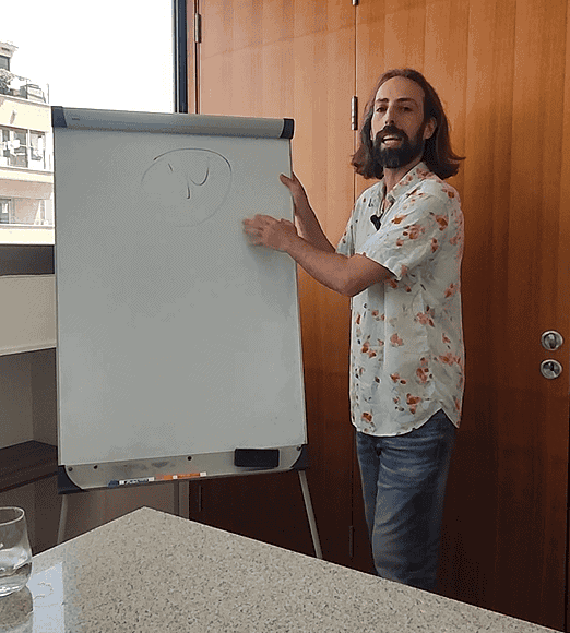 מדריך מציג על לוח לבניית אסטרטגיית שיווק באופציה.